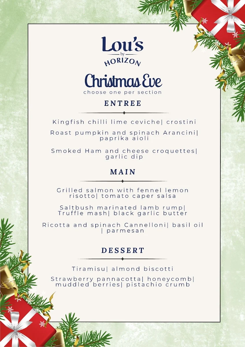 Menu, Lou's by Horizon