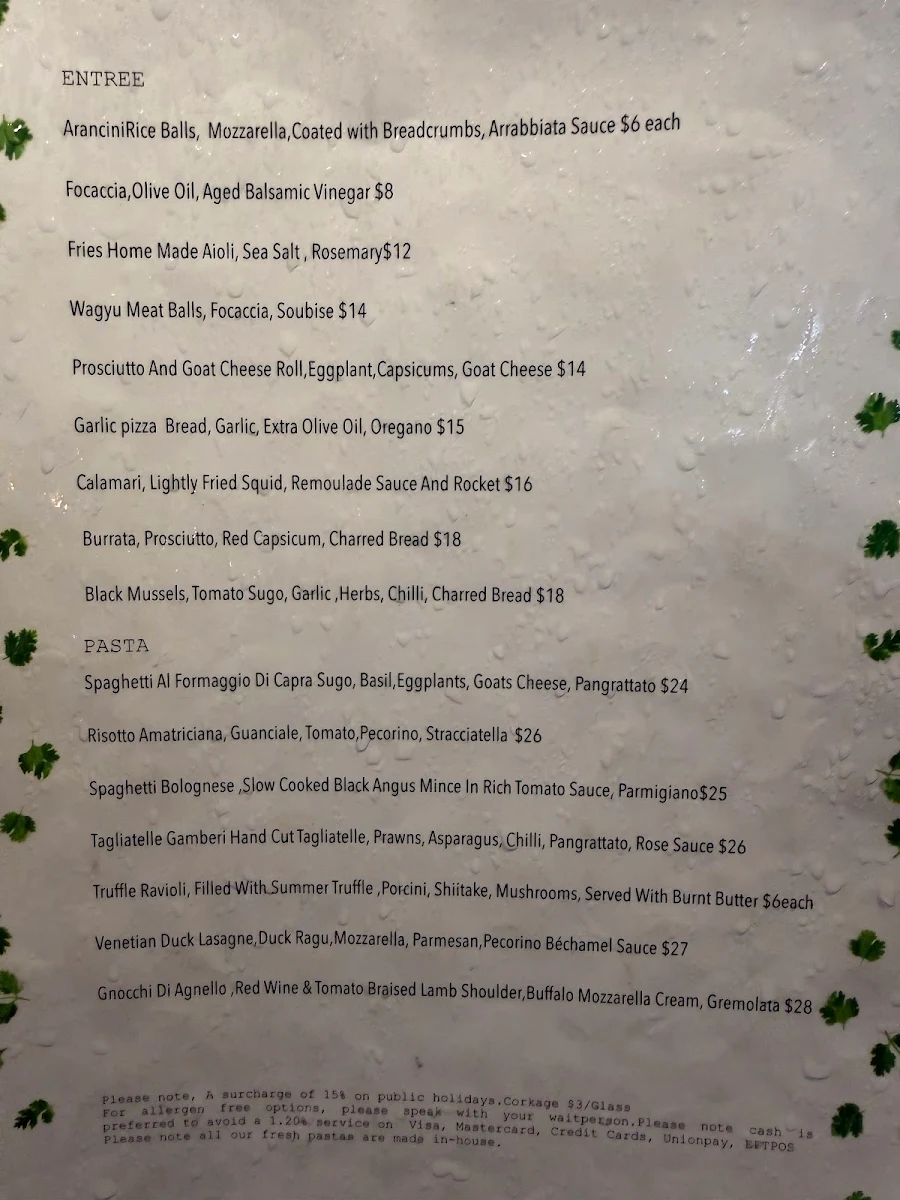 Menu, Twins on The Village