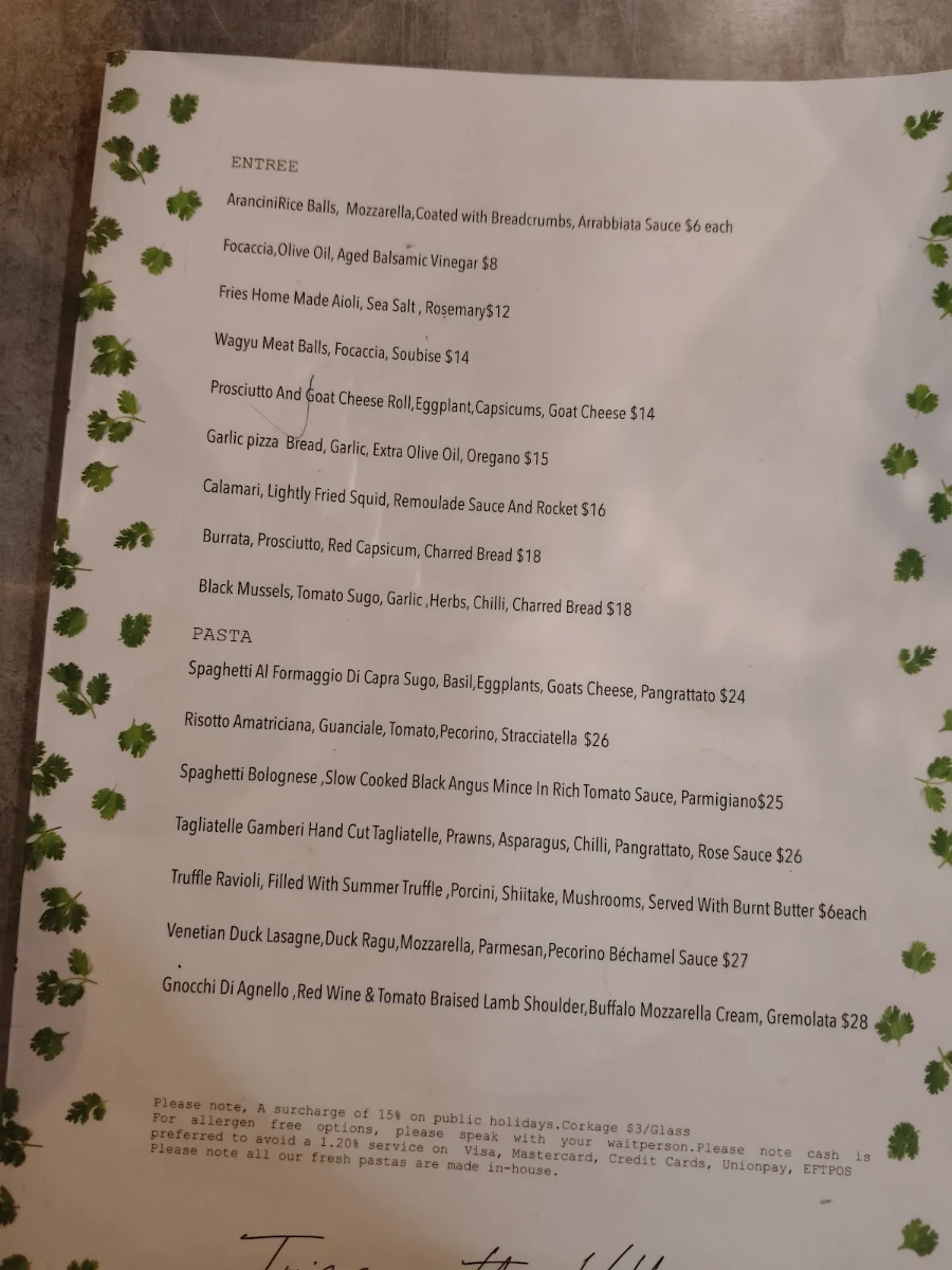 Menu, Twins on The Village