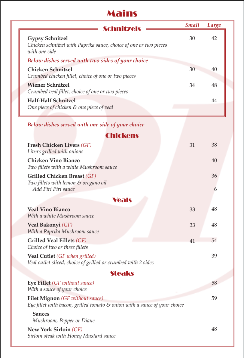 Menu, 21 Espresso