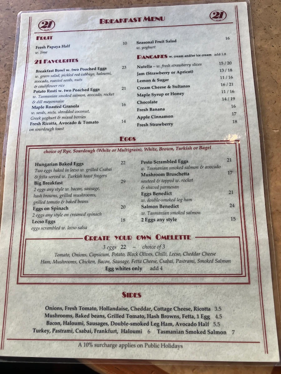Menu, 21 Espresso