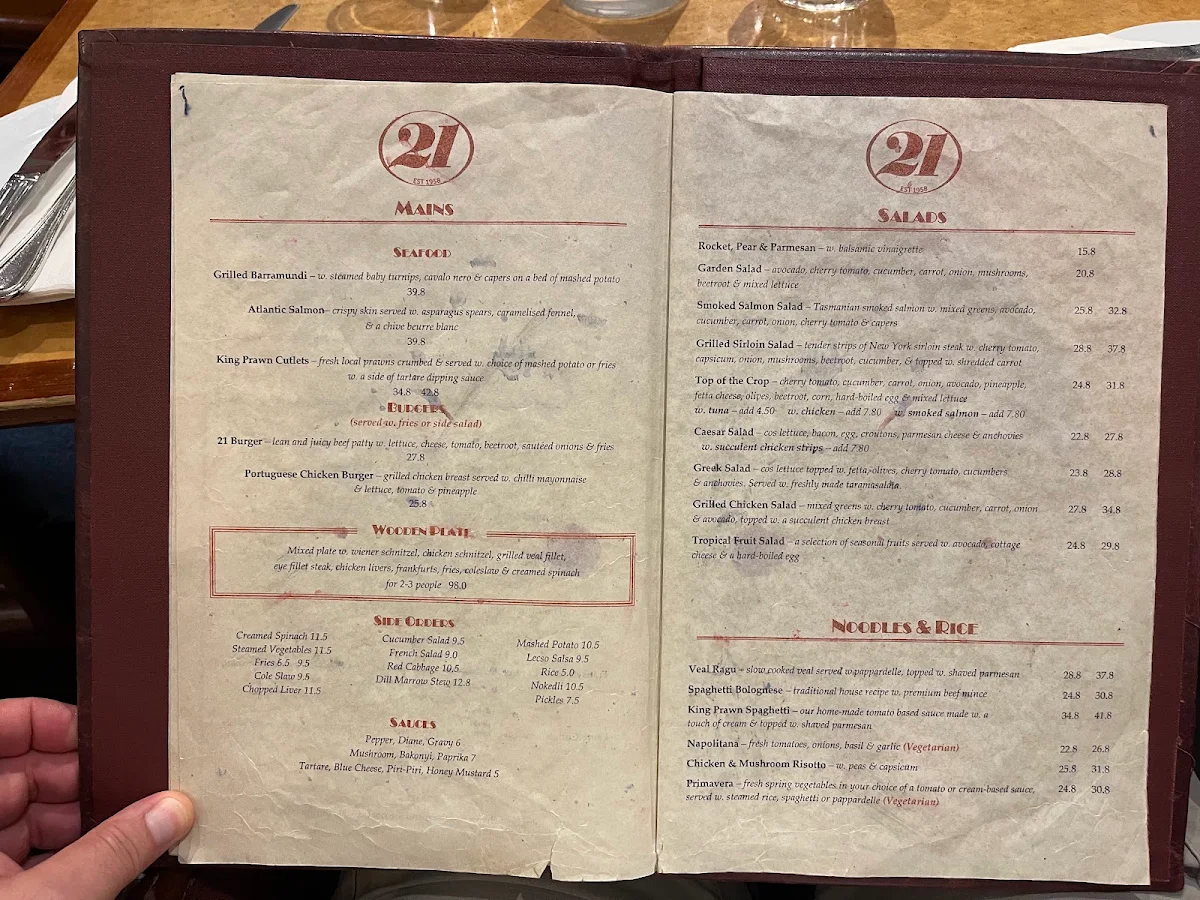 Menu, 21 Espresso