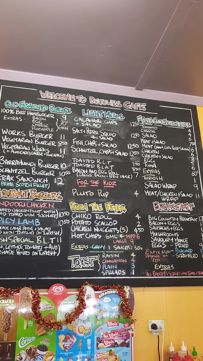 Menu, Detours Cafe