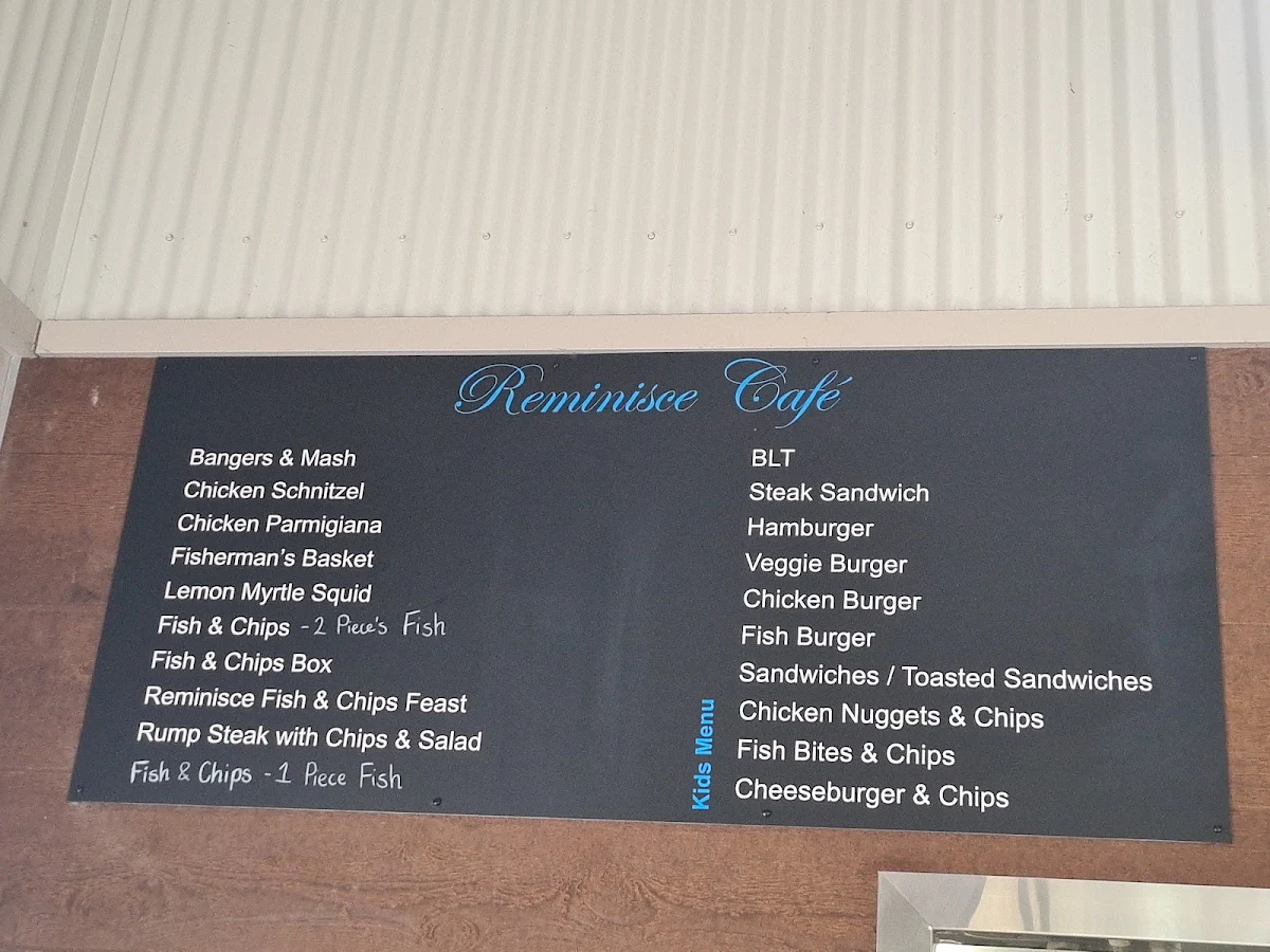 Menu, Reminisce Cafe
