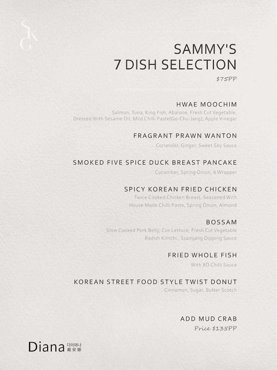Menu, Mr Lim Korean & Chinese Diner