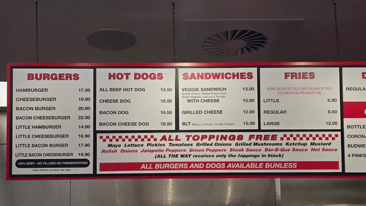 Menu, Five Guys