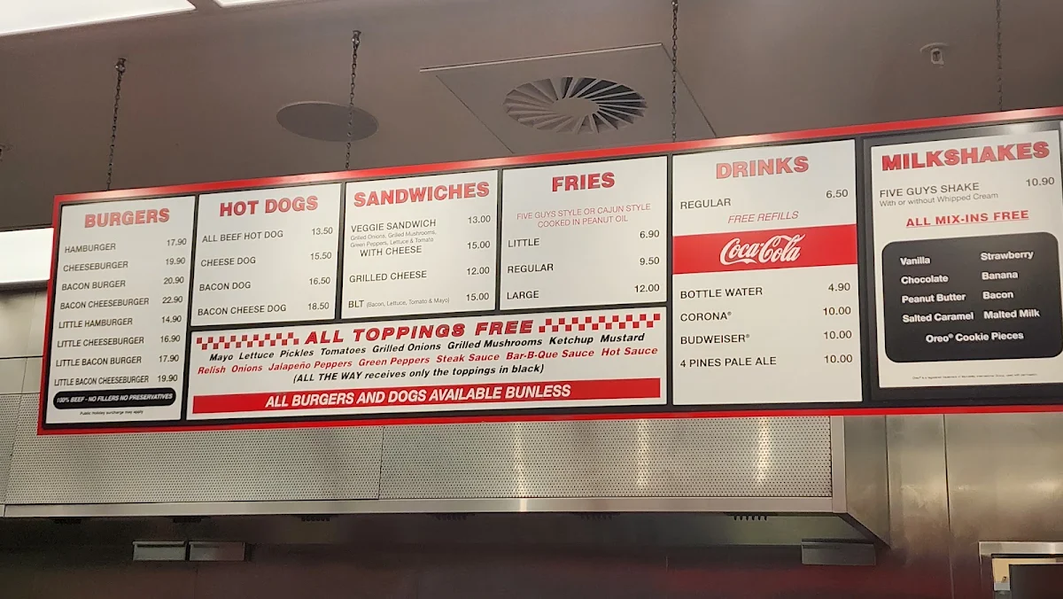 Menu, Five Guys