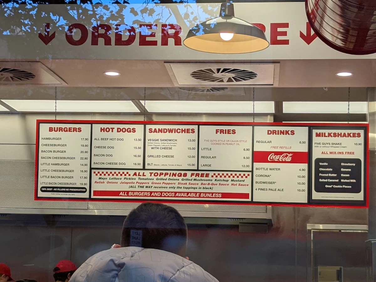 Menu, Five Guys