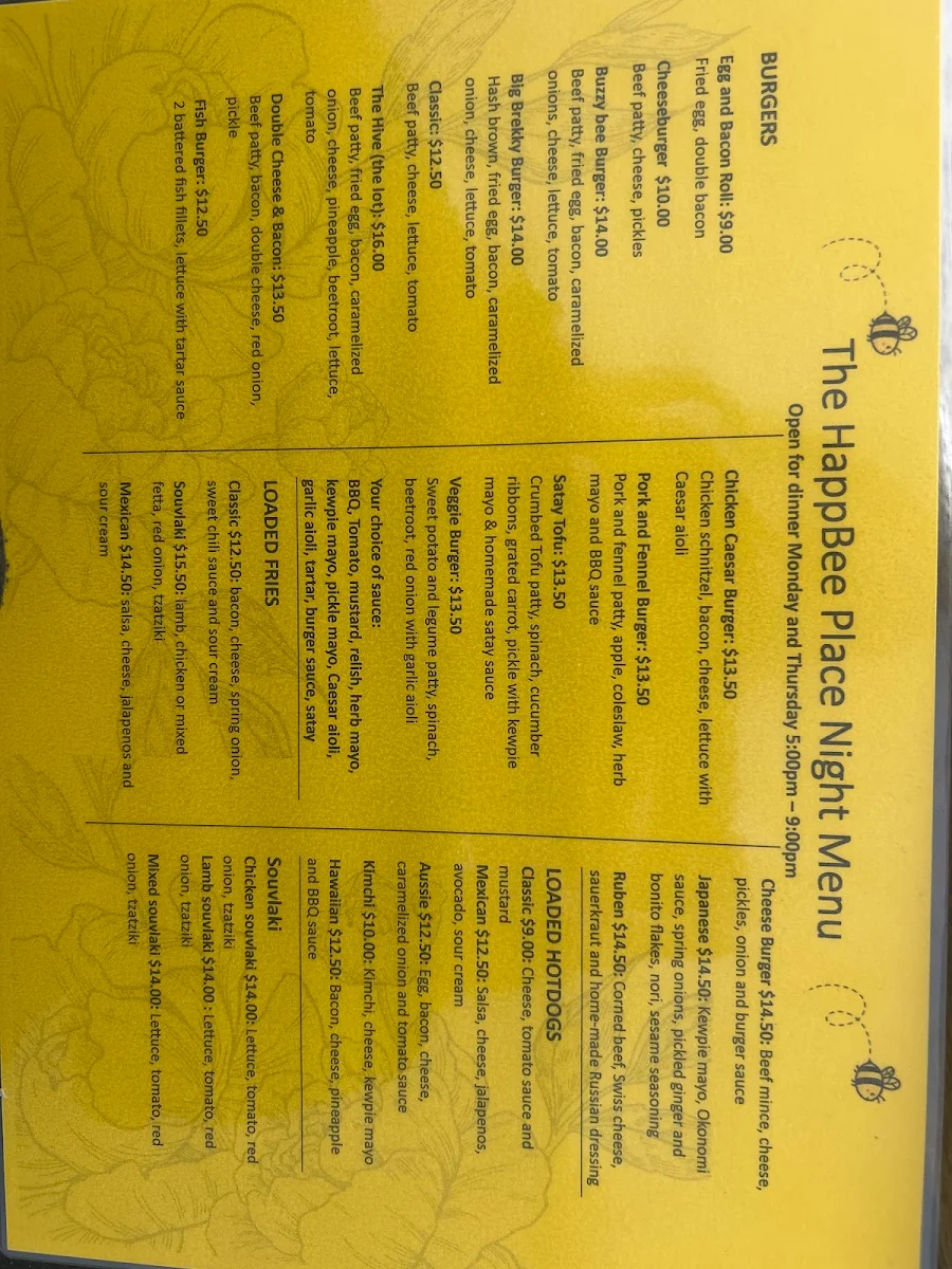 Menu, The HappBee Place
