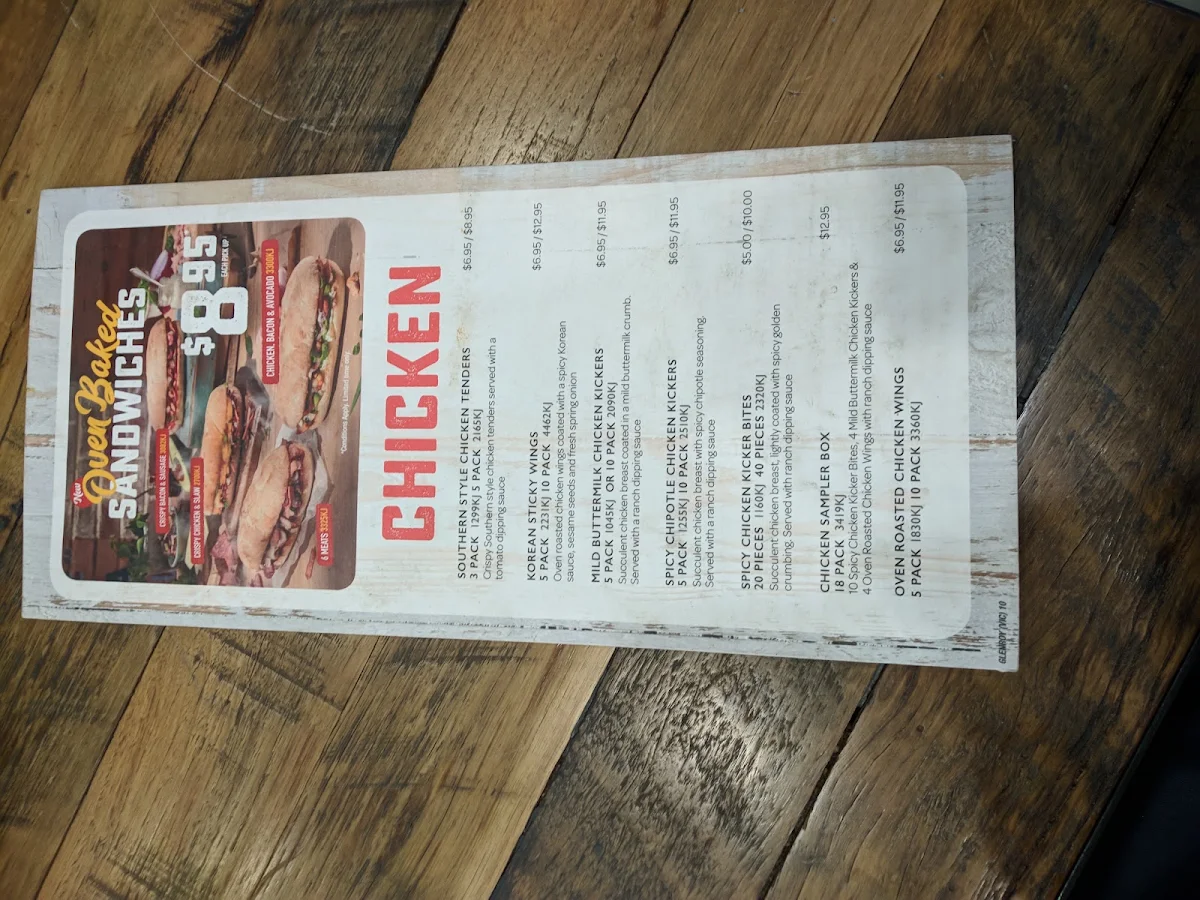Menu, Domino's Pizza Glenroy