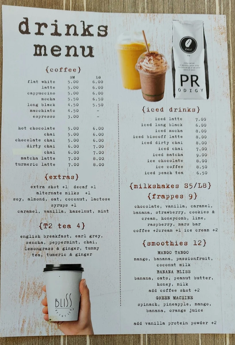 Menu, Bliss By The Sea