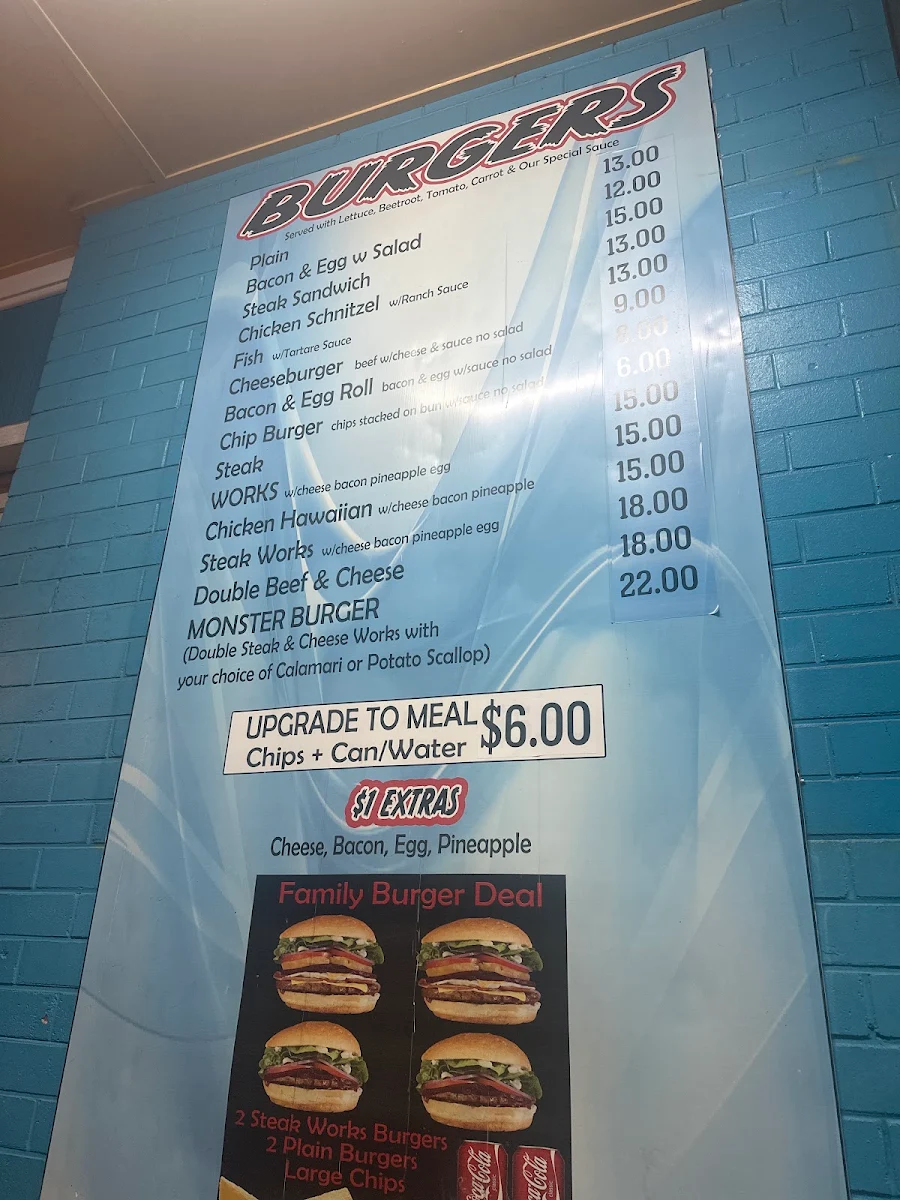 Menu, Sandy's Fish Shop