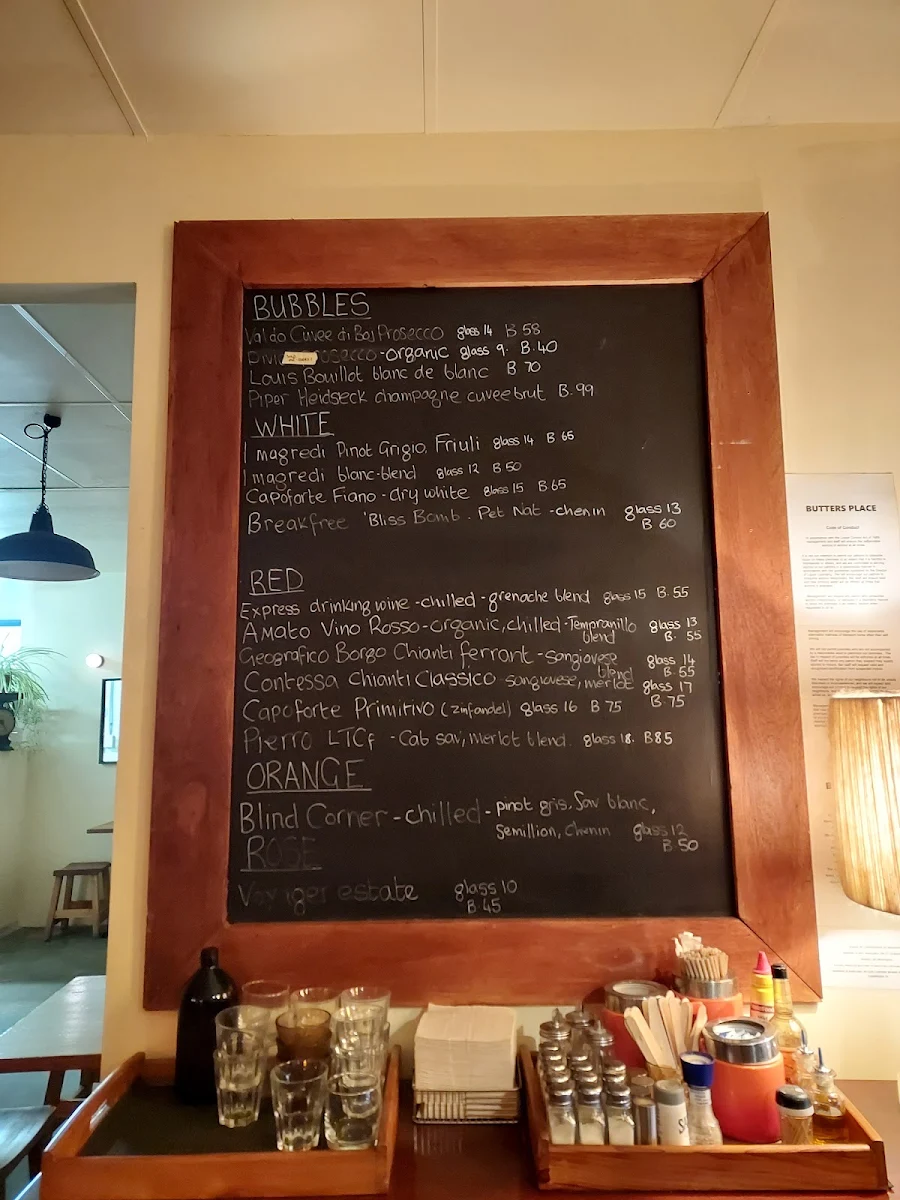 Menu, Butters West Leederville