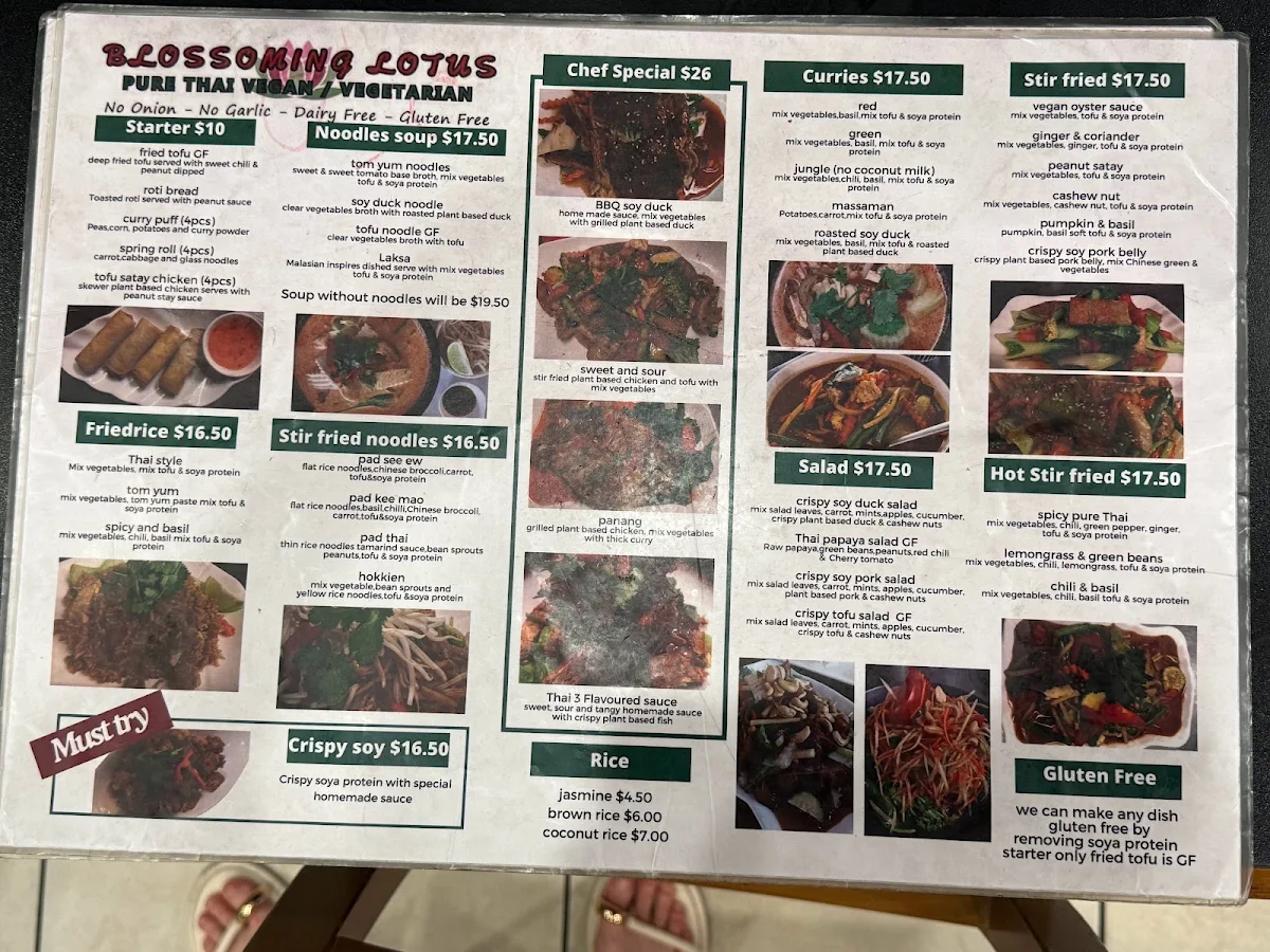 Menu, Blossoming Lotus
