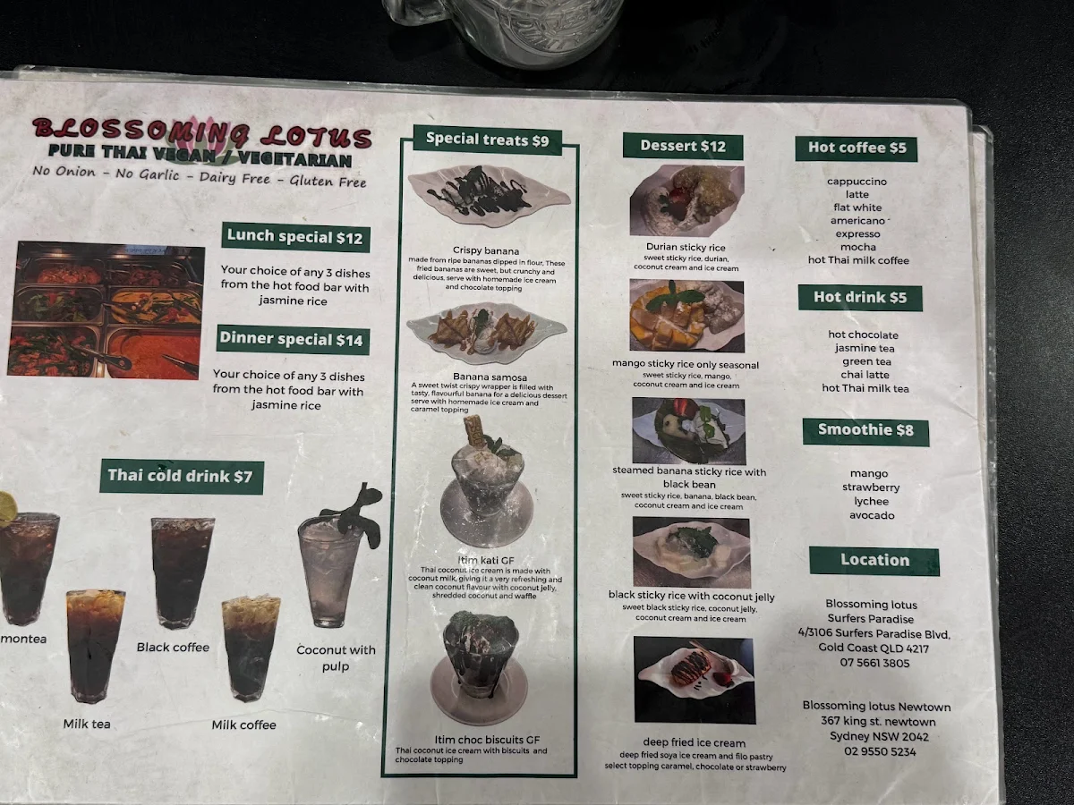 Menu, Blossoming Lotus