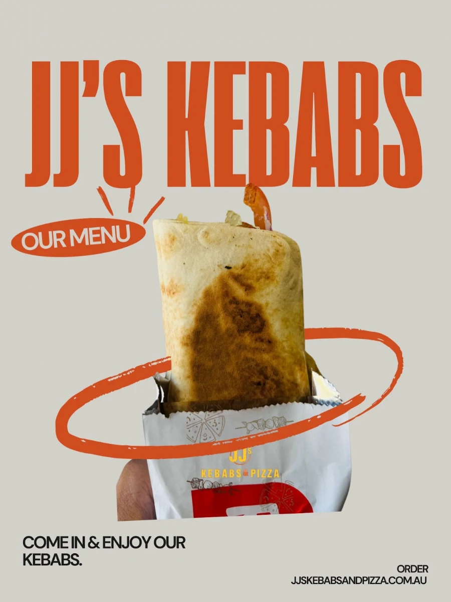 Menu, JJ's Kebabs and Pizza
