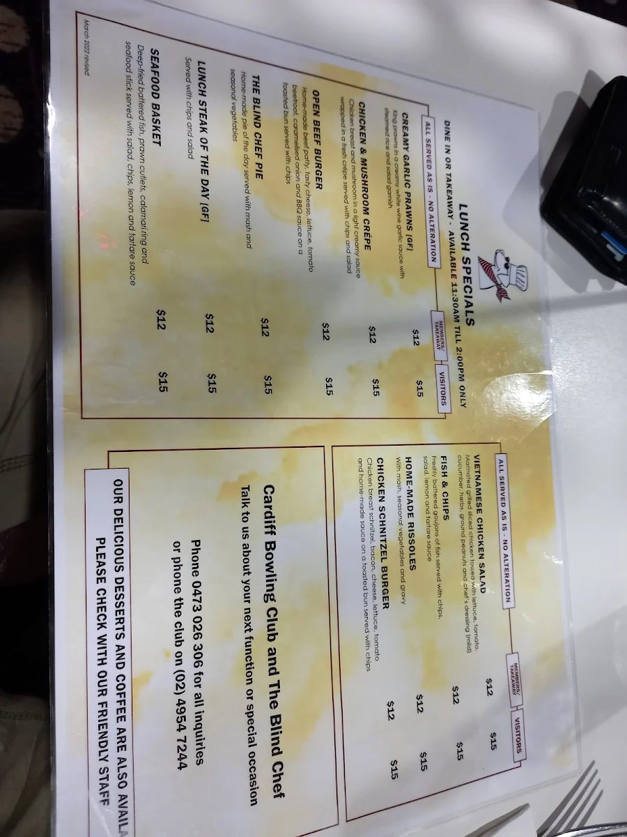 Menu, The Blind Chef food by Maia
