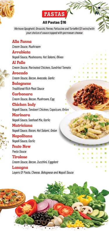 Menu, Red Tomato Pizza & Pasta Yarraville