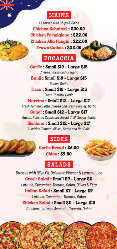 Menu, Red Tomato Pizza & Pasta Yarraville