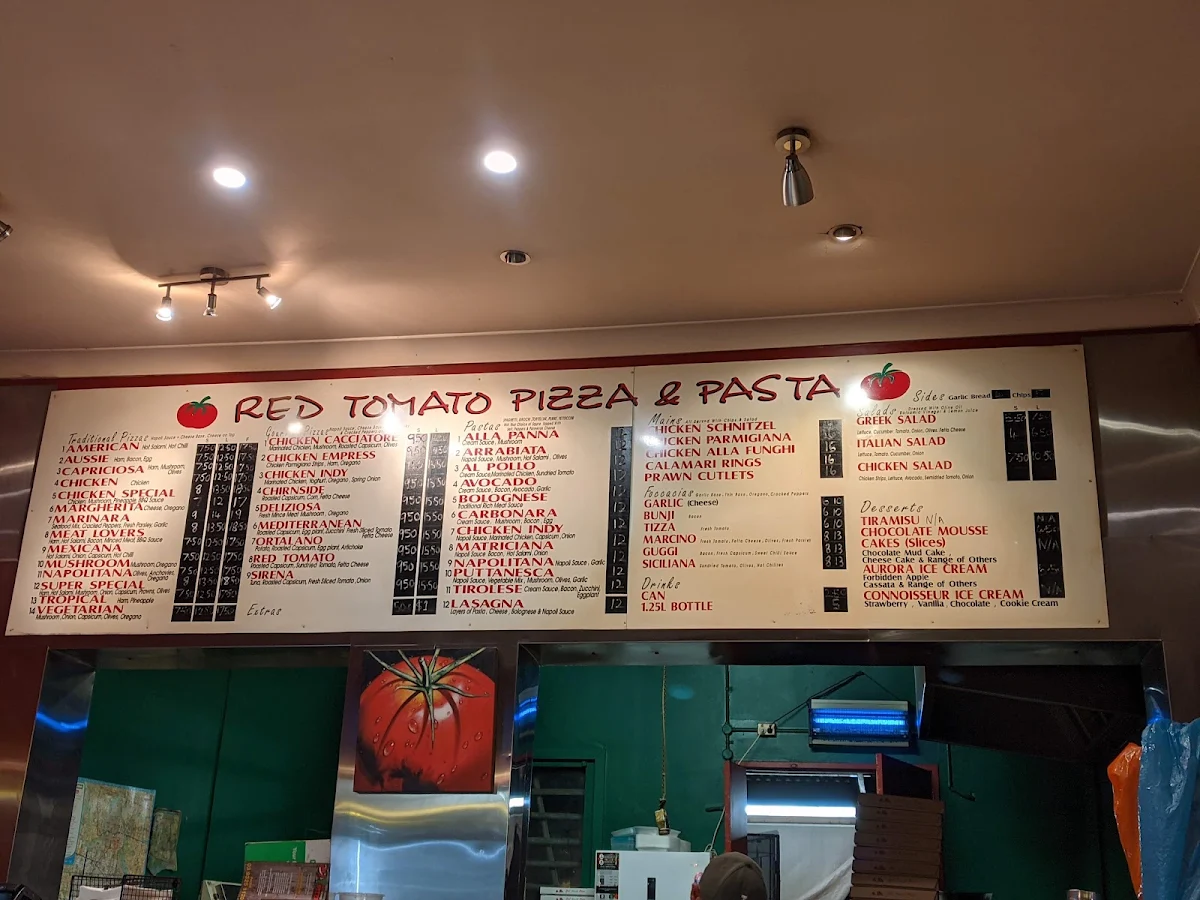 Menu, Red Tomato Pizza & Pasta Yarraville