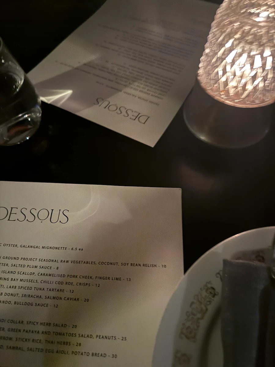 Menu, Dessous