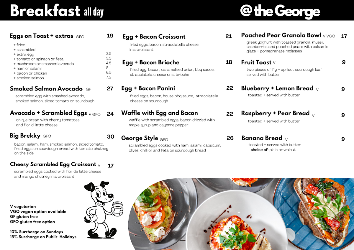 Menu, @ The George