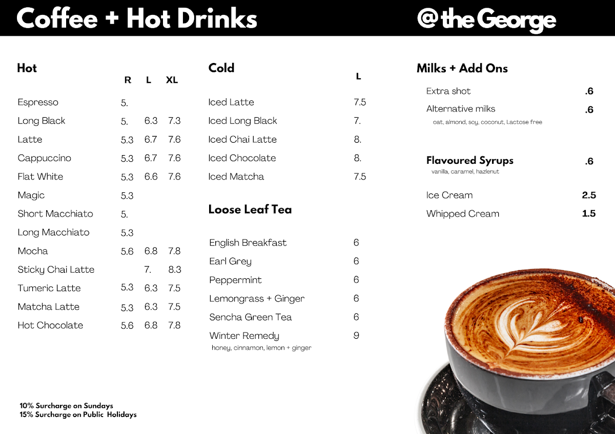 Menu, @ The George