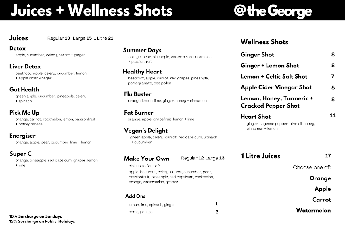 Menu, @ The George
