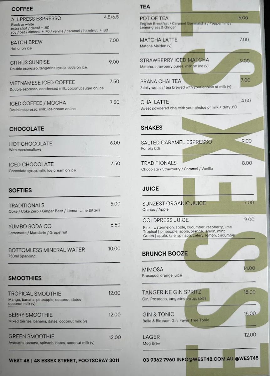 Menu, West 48
