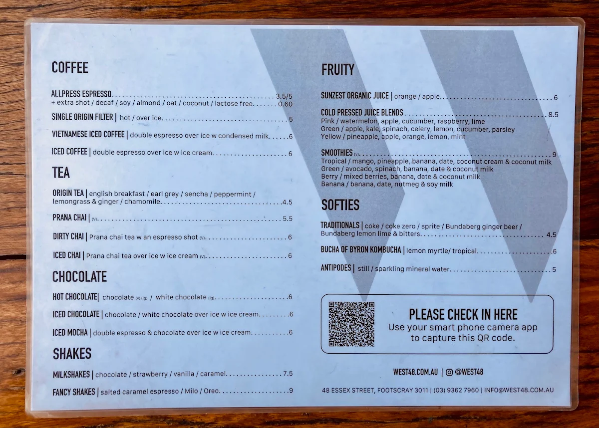 Menu, West 48