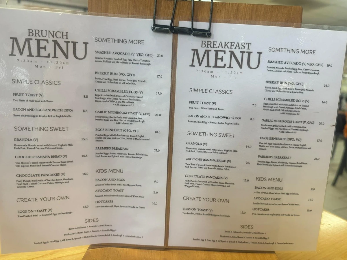 Menu, Ceduna Bakery Coffee Lounge