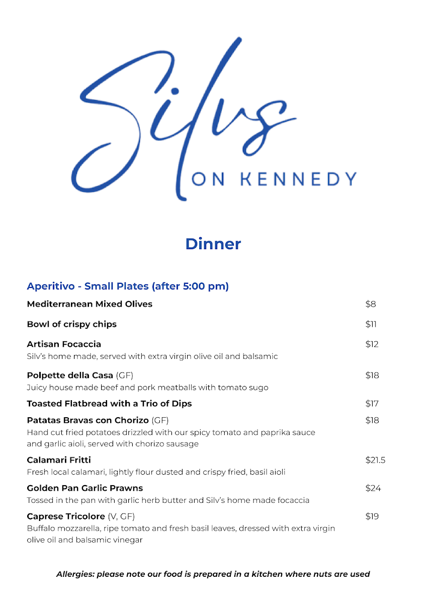 Menu, Silvs on Kennedy