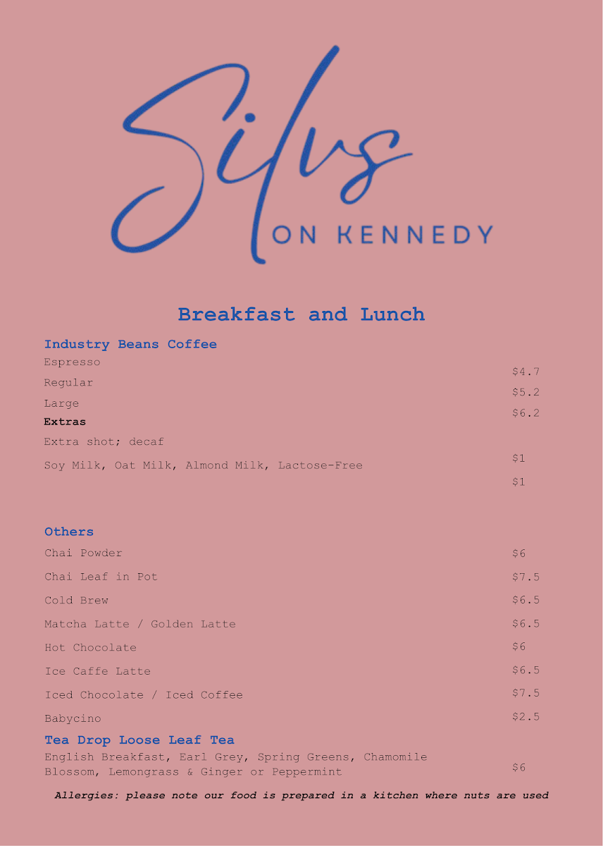 Menu, Silvs on Kennedy