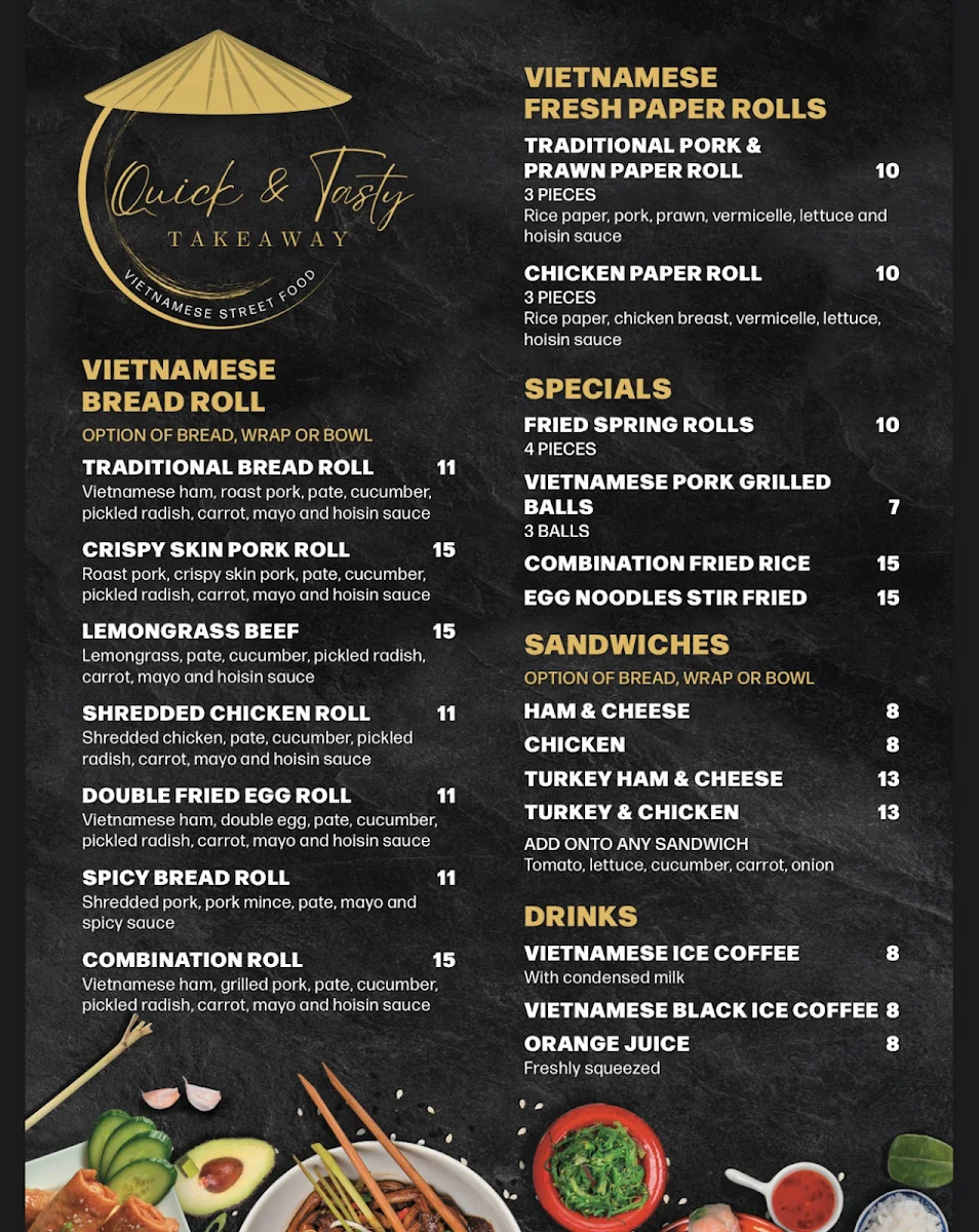 Menu, Quick and Tasty Takeaway
