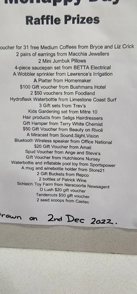 Menu, McDonald's Naracoorte