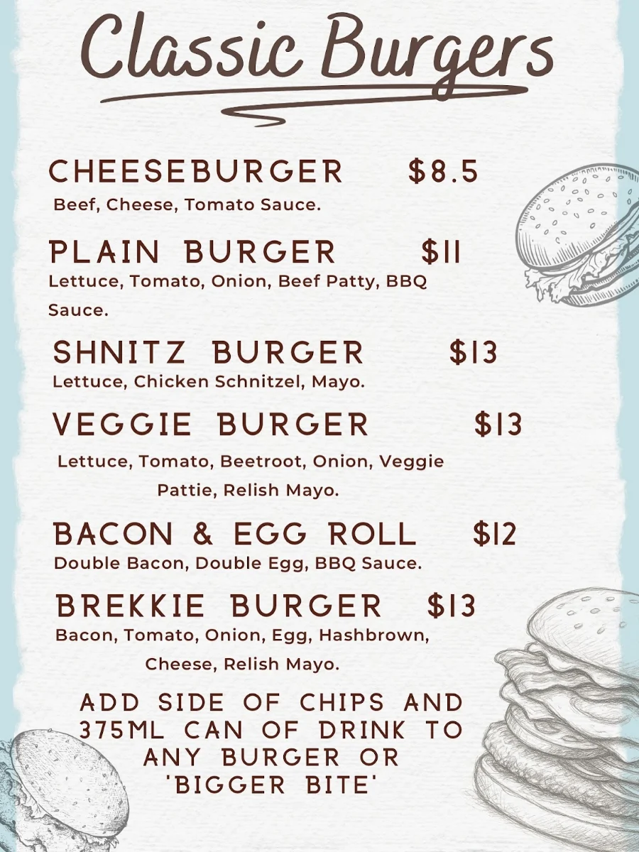 Menu, Zoomies Cafe