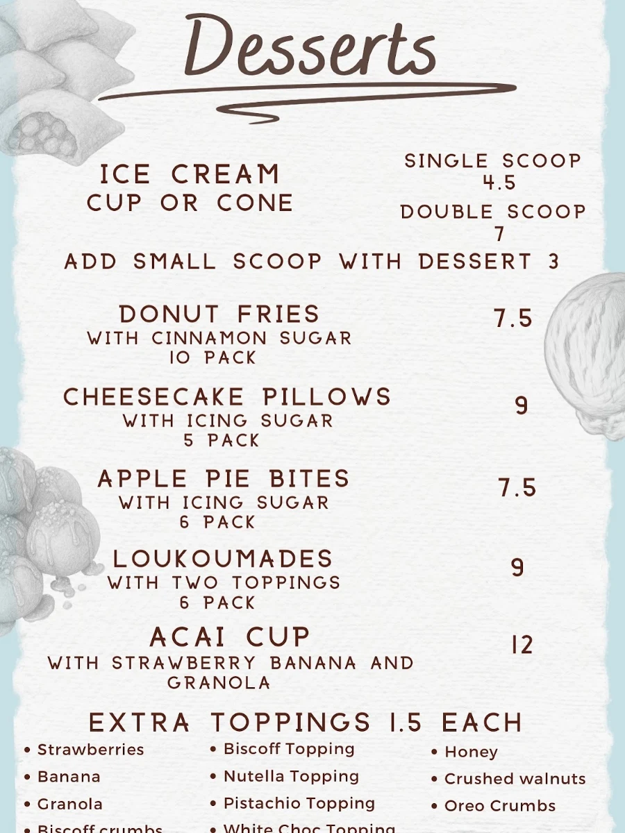 Menu, Zoomies Cafe