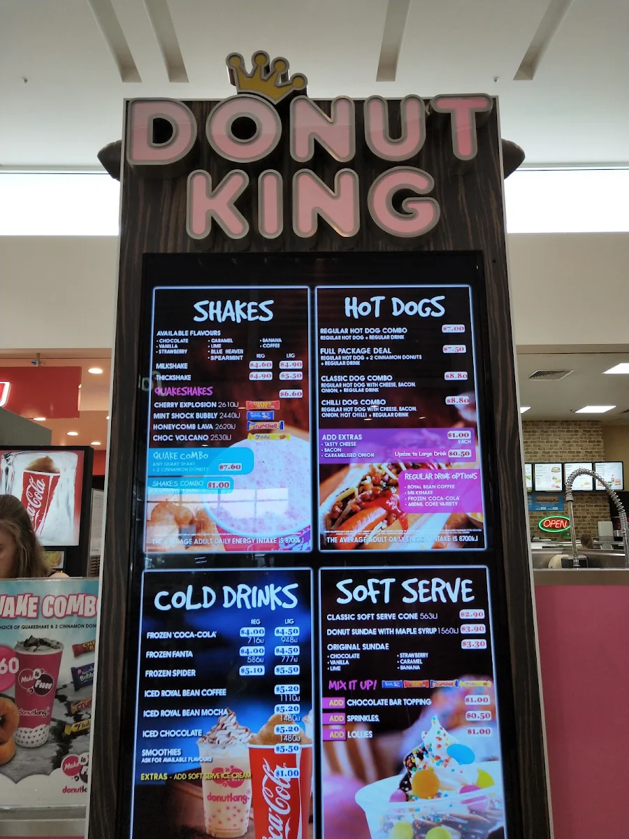 Menu, Donut King Pakenham Marketplace