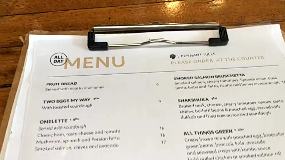 Menu, Leaf Café