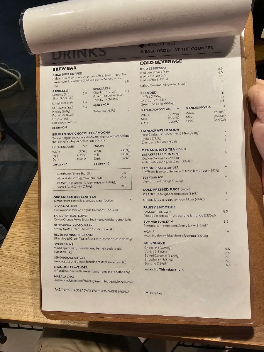 Menu, Leaf Café