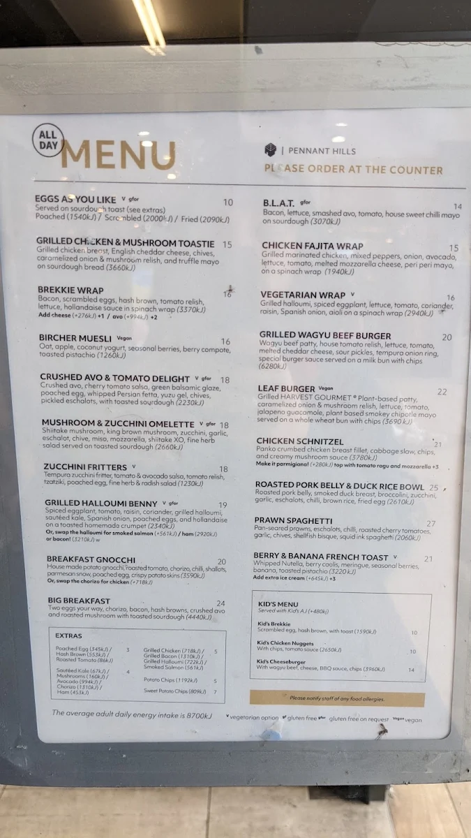 Menu, Leaf Café