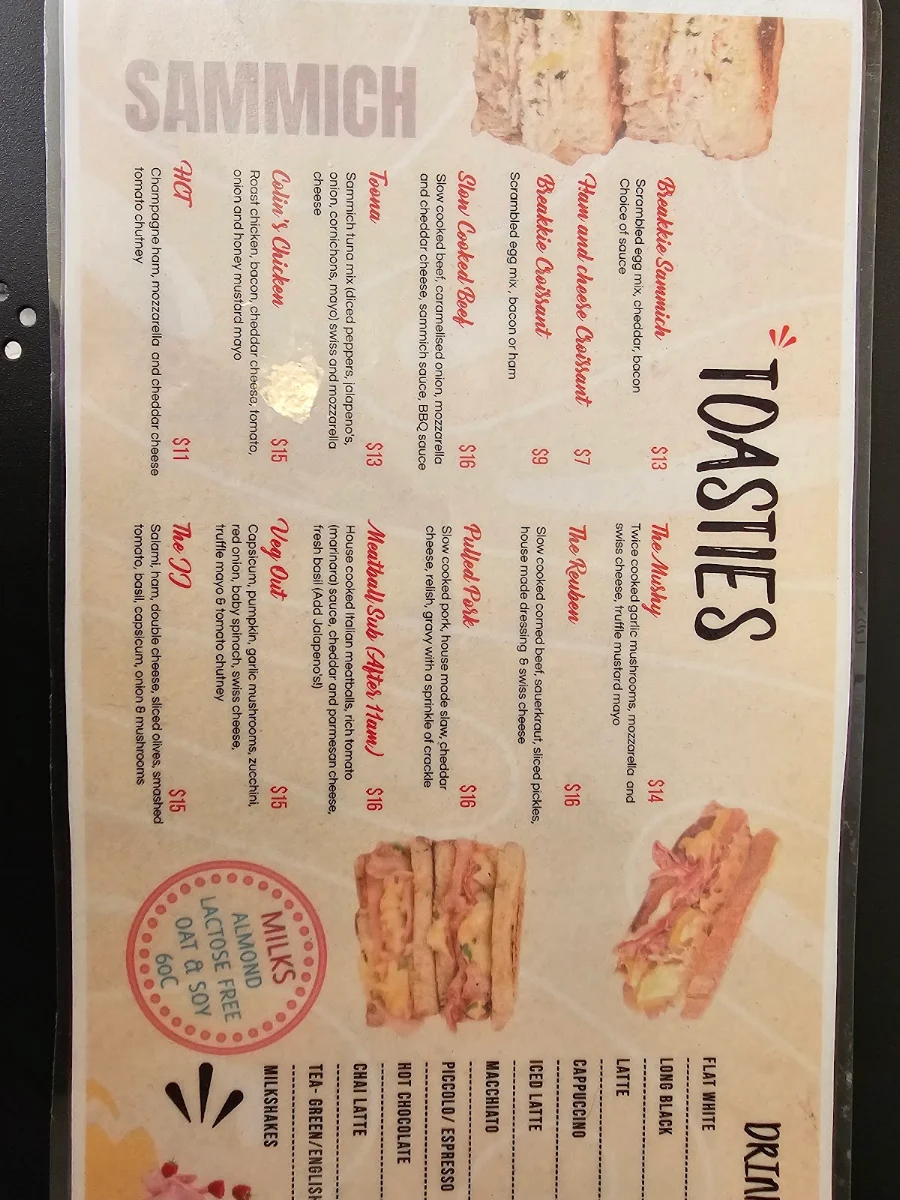 Menu, Sammich Co