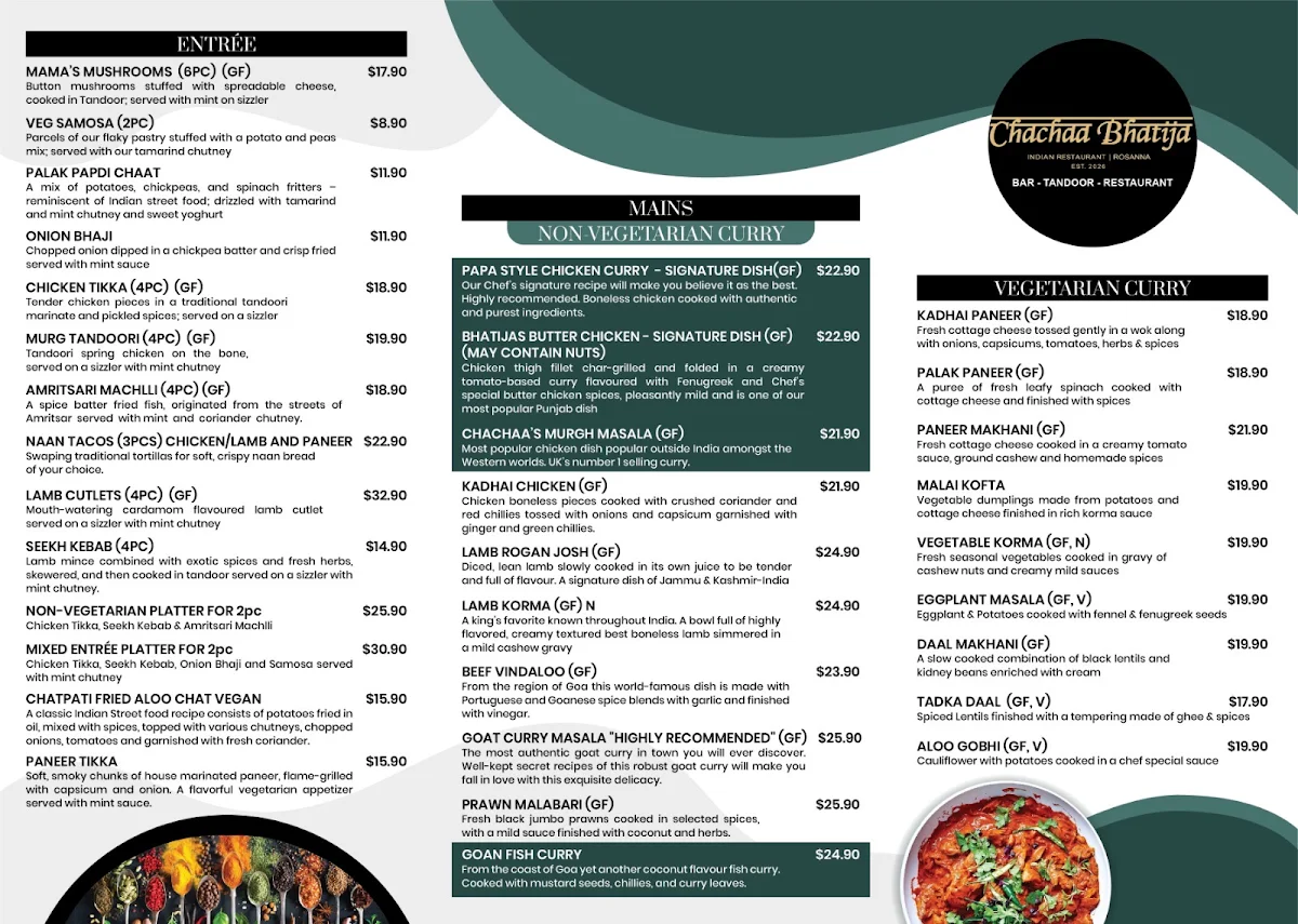 Menu, Chachaa Bhatija