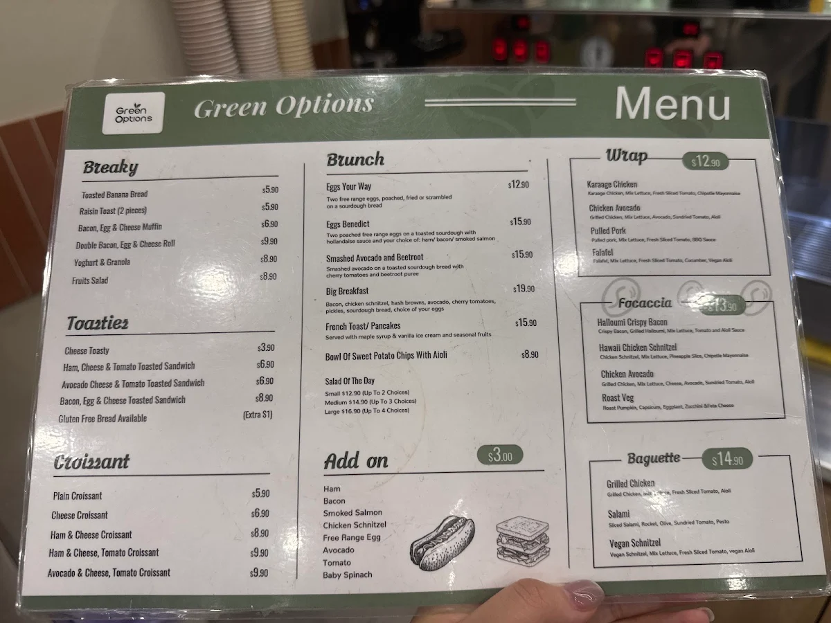 Menu, Green options