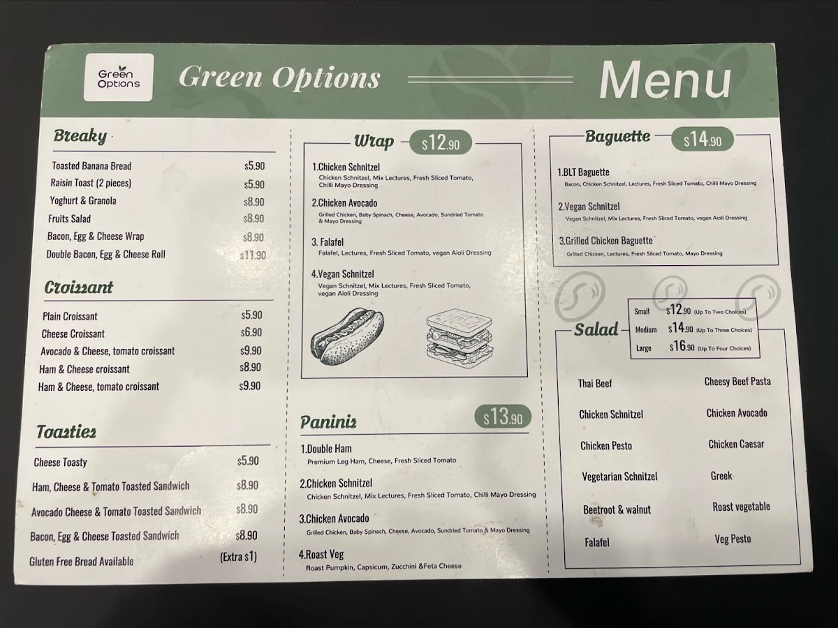 Menu, Green options