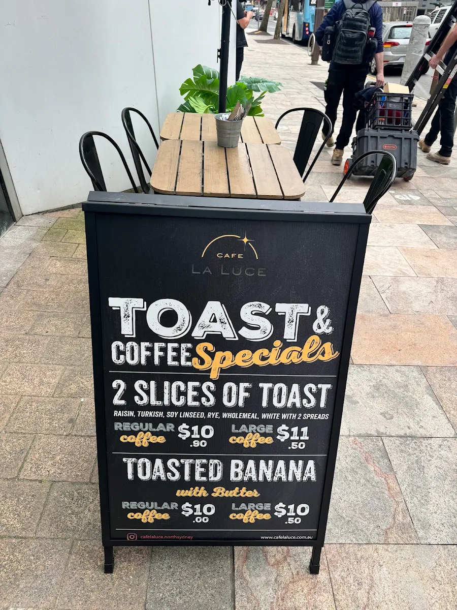 Menu, Cafe La Luce - North Sydney