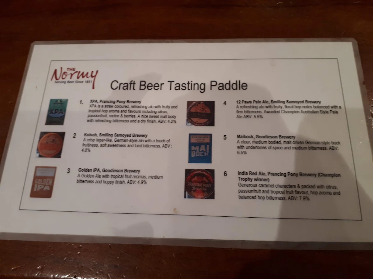 Menu, The Normanville Hotel