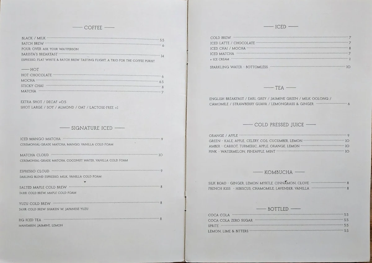 Menu, Higher Ground