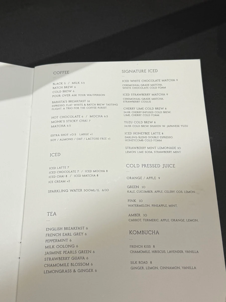 Menu, Higher Ground