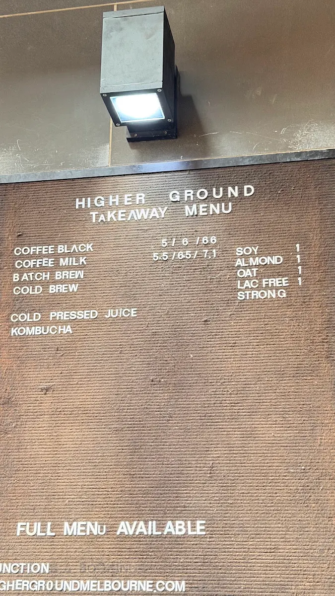 Menu, Higher Ground